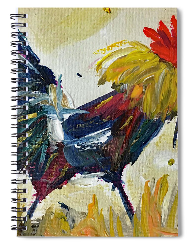 Rooster Spiral Notebook featuring the painting Le Coq by Roxy Rich