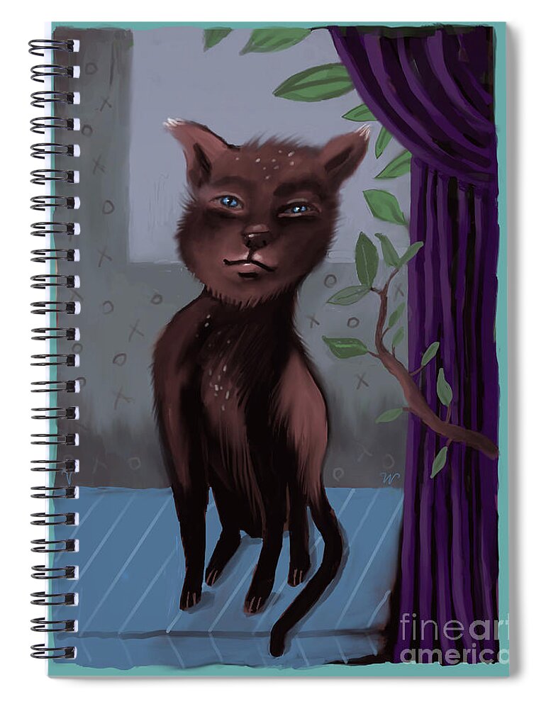 Quirky Spiral Notebook featuring the digital art Le Sophisto Cat by Valerie White