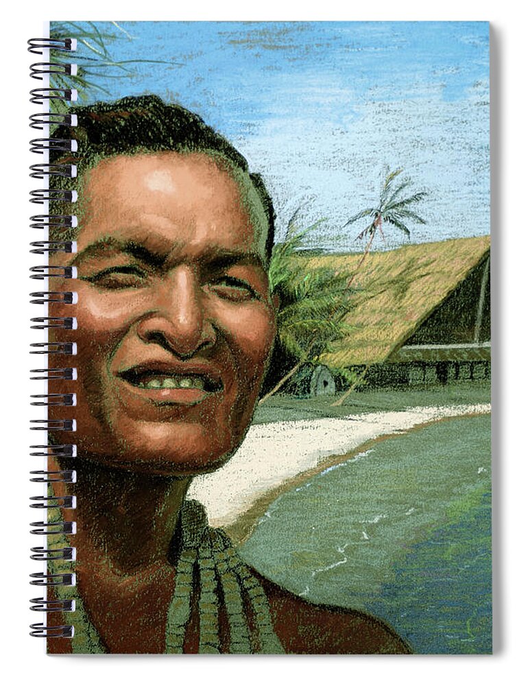 Tom Lydon Spiral Notebook featuring the painting Leaders of Micronesia - Andrew Roboman by Tom Lydon