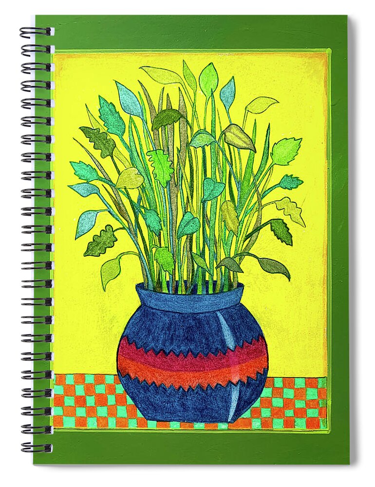 Bouquet Spiral Notebook featuring the drawing Leaf Bouquet by Lorena Cassady