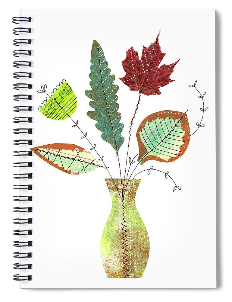 Collage Spiral Notebook featuring the mixed media Leaf Bouquet by Lucie Duclos
