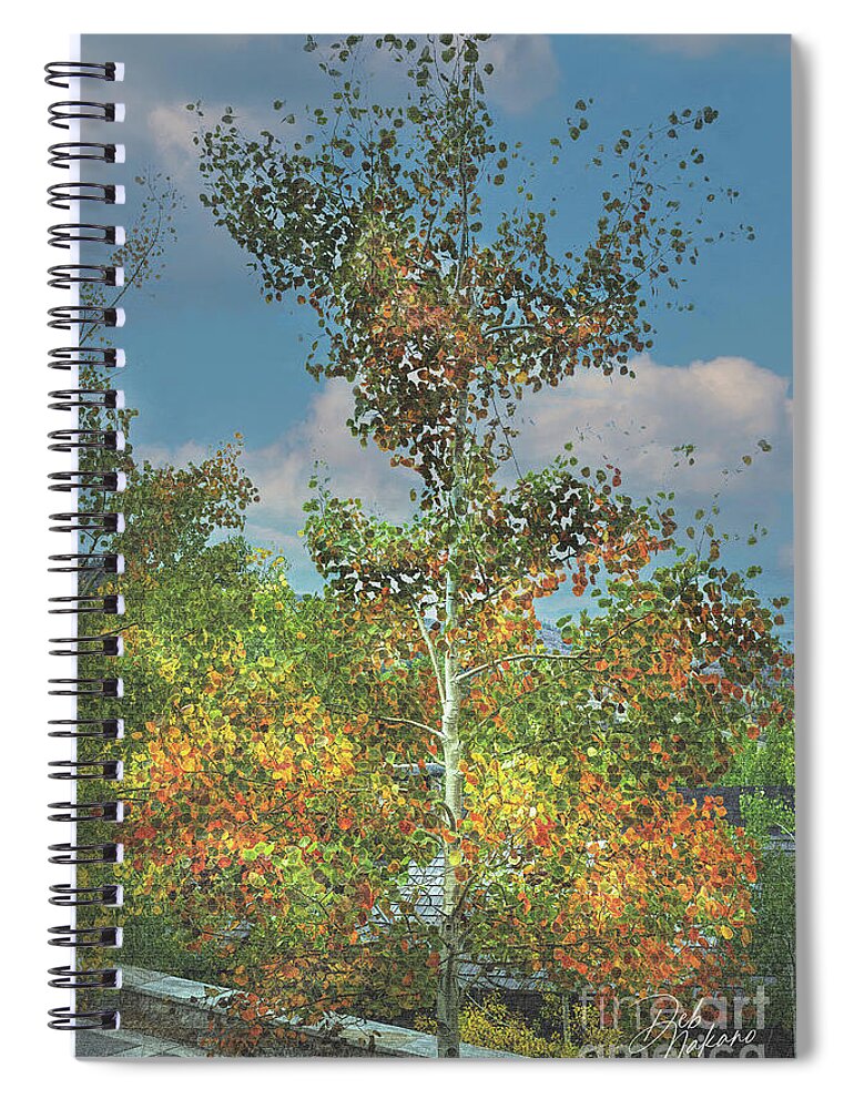 Aspen Spiral Notebook featuring the digital art Leafy Dancer by Deb Nakano