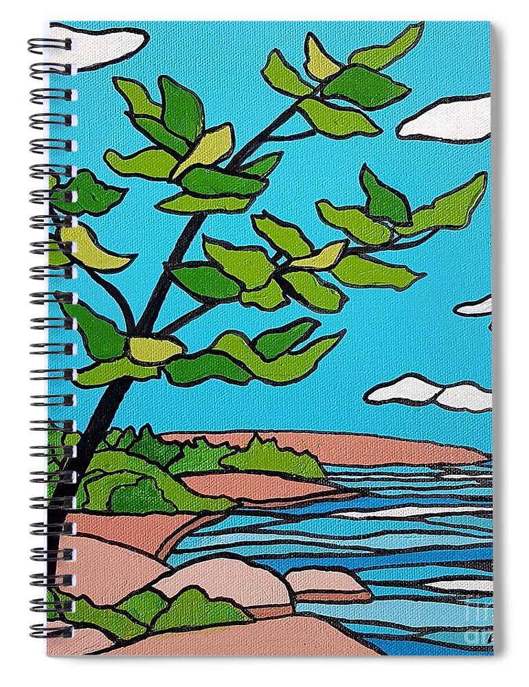 Trees Spiral Notebook featuring the painting Lean in by Petra Burgmann