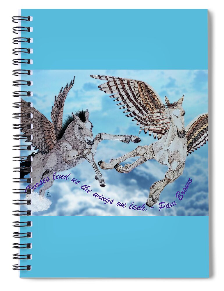 Horse Quotes Spiral Notebook featuring the mixed media Learning to Fly with Quote by Equus Artisan