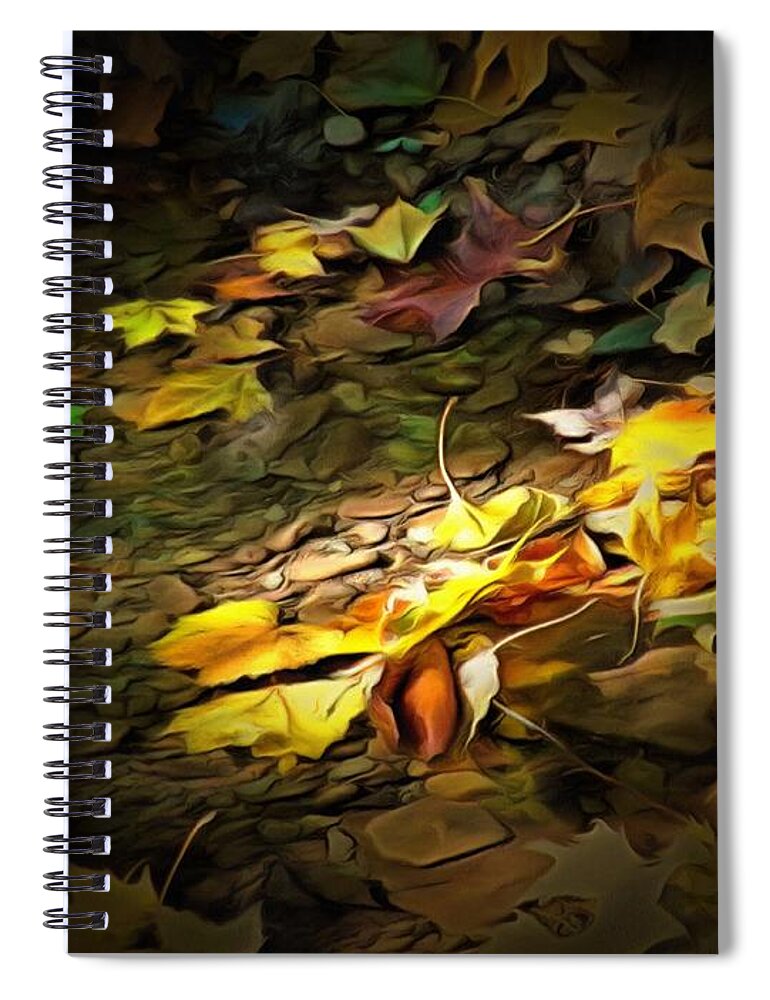 Leaves Spiral Notebook featuring the photograph Leaves in the Creek by Christopher Reed