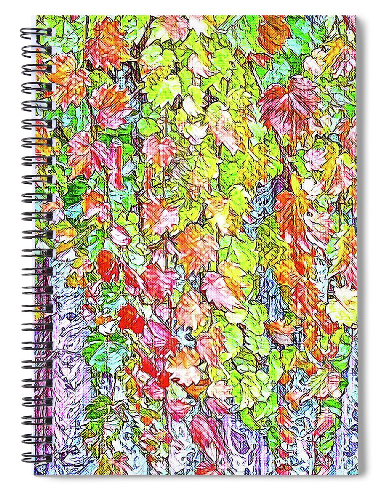 Leaves Spiral Notebook featuring the mixed media Leaves Of Change 11 by Toni Somes