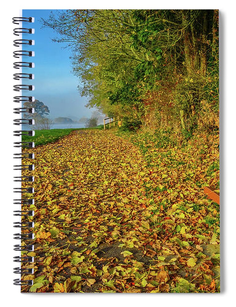 Autumn Spiral Notebook featuring the photograph Leaves on the Suir by Joe Ormonde