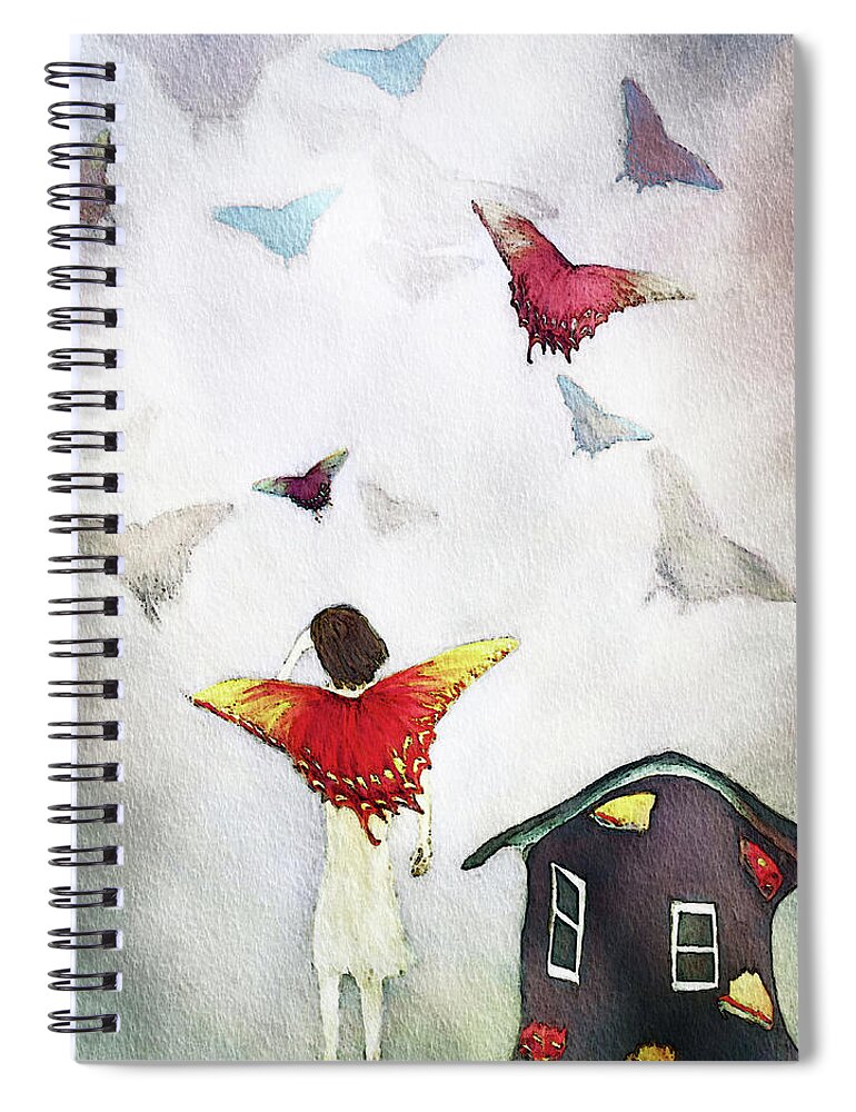 Butterfly Spiral Notebook featuring the digital art Leaving The House Of Broken Wings by Melissa D Johnston