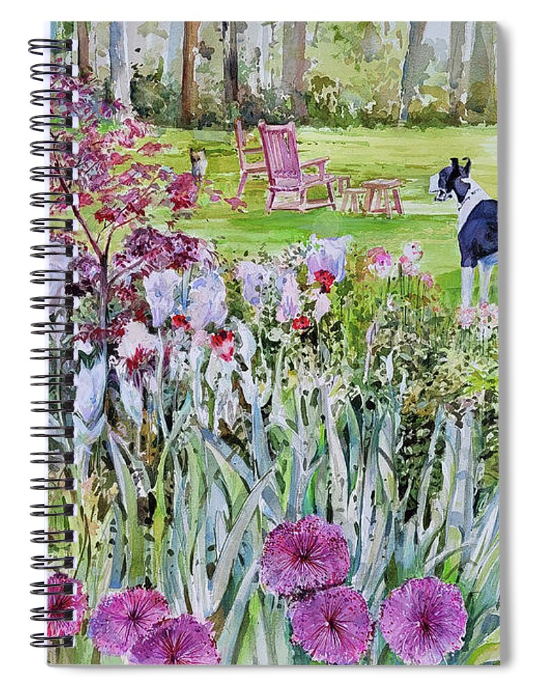 Flowers Spiral Notebook featuring the painting Lee's Puppies by P Anthony Visco