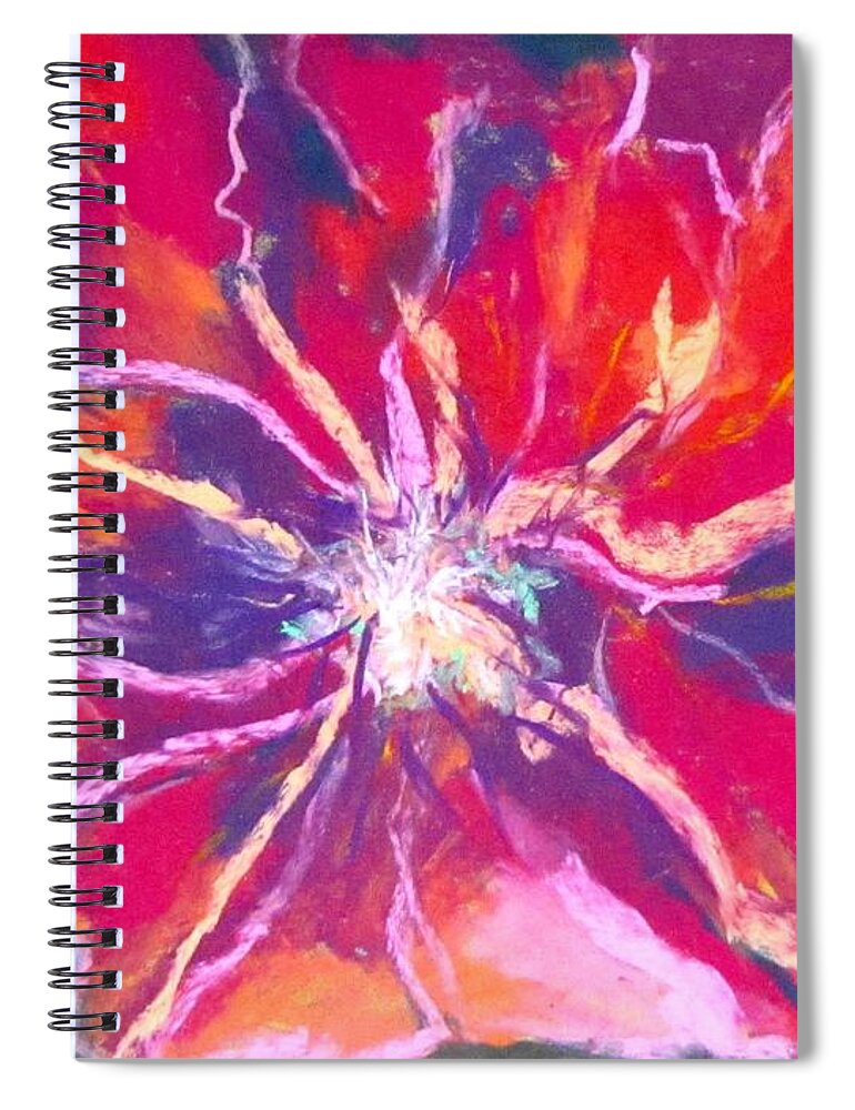 Red Spiral Notebook featuring the pastel Lefthand Abstracts Series #3 - Red Fora Macro by Barbara O'Toole