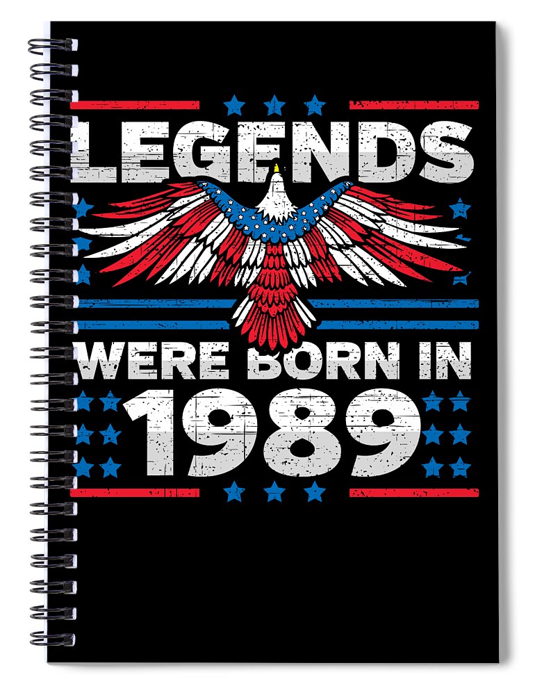 Retro Spiral Notebook featuring the digital art Legends Were Born in 1989 Patriotic Birthday by Flippin Sweet Gear