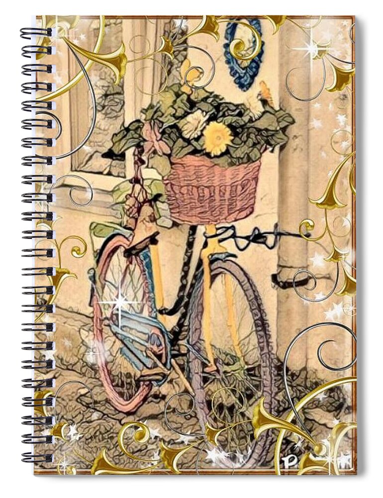 Bike Spiral Notebook featuring the mixed media Leisure Ride by Teresa Trotter