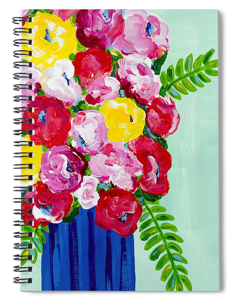 Abstract Floral Spiral Notebook featuring the painting Lemon Lime by Beth Ann Scott