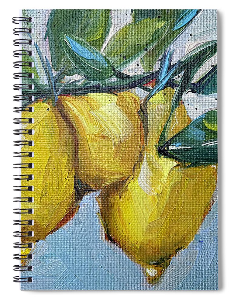 Lemon Spiral Notebook featuring the painting Lemons by Roxy Rich