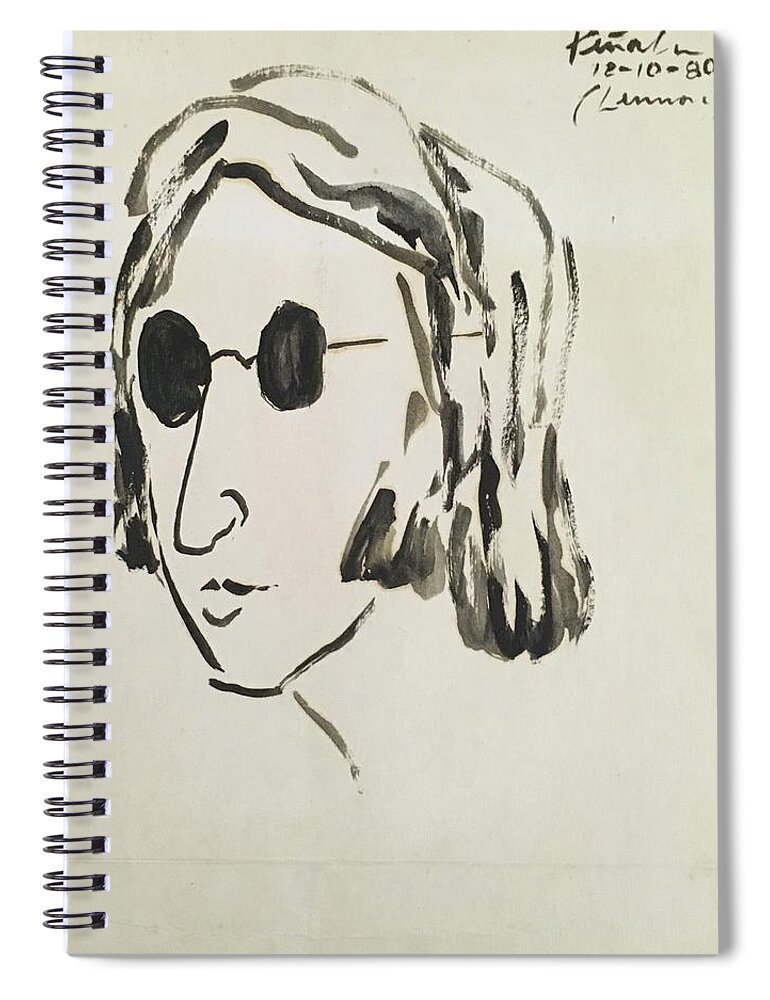 Ricardosart37 Spiral Notebook featuring the painting Lennon 12-10-80 by Ricardo Penalver deceased