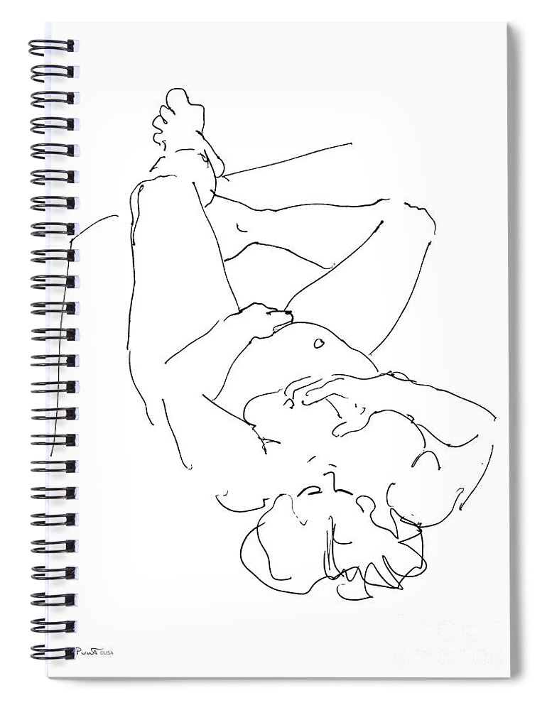 Masturbation Spiral Notebook featuring the drawing Lesbian Sensual Art 1 by Gordon Punt