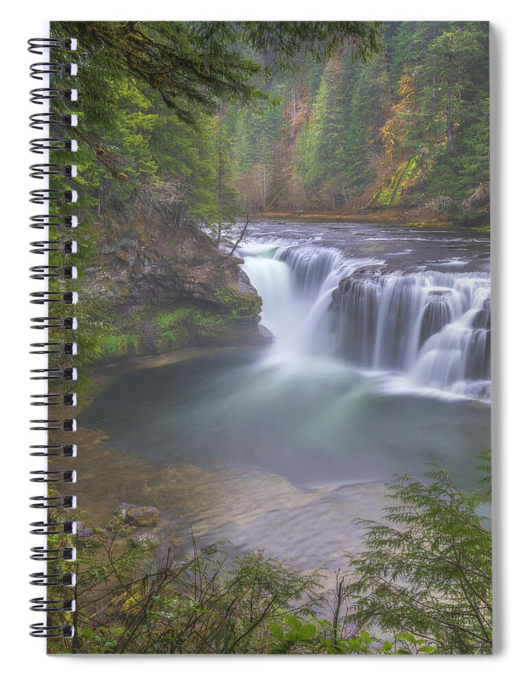 Lewis River Falls Spiral Notebook featuring the photograph Lewis River Rainfall by Darren White