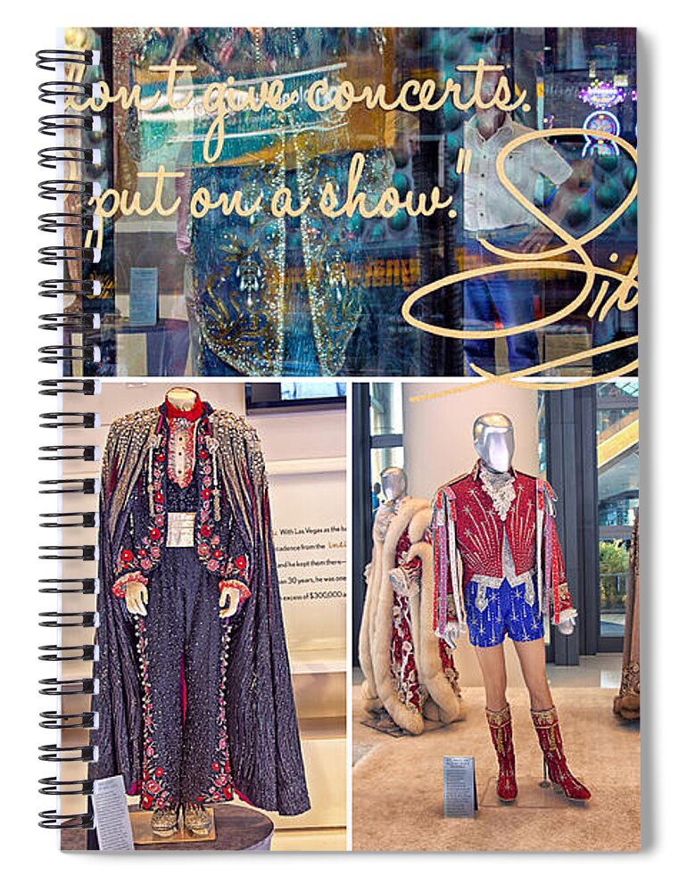 Liberace Spiral Notebook featuring the photograph Liberace costumes Las Vegas, collage by Tatiana Travelways