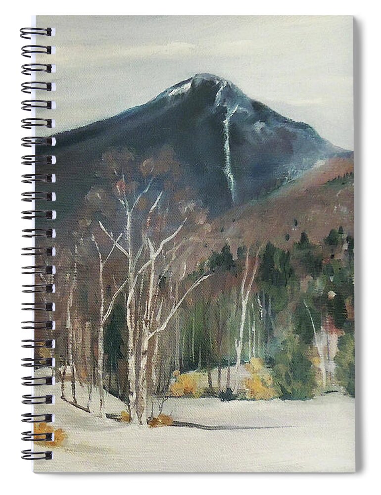 Winter Painting Spiral Notebook featuring the painting Liberty in Franconia Range by Nancy Griswold