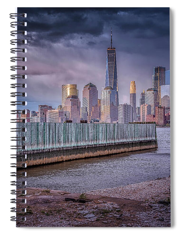 Liberty State Park Spiral Notebook featuring the photograph Liberty State Park with Stormy Skies by Penny Polakoff