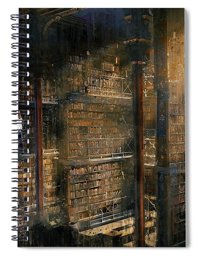 Cincinnati Spiral Notebook featuring the painting Library by Glenn Galen