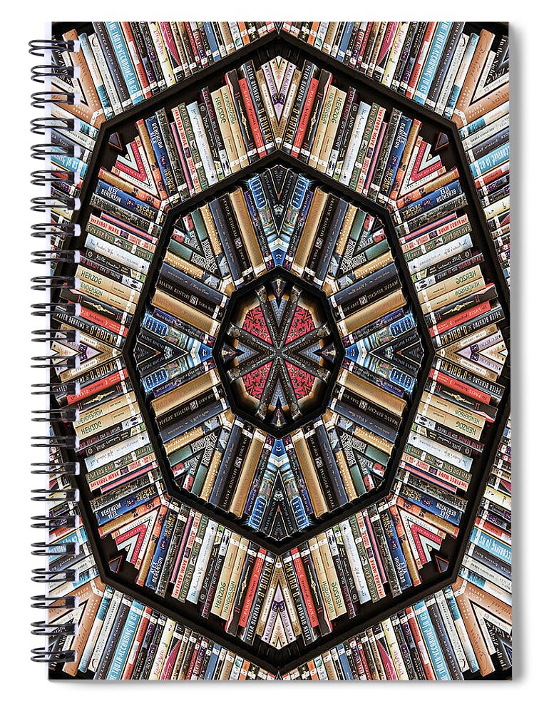 Books Spiral Notebook featuring the photograph Library Kaleidoscope by Minnie Gallman