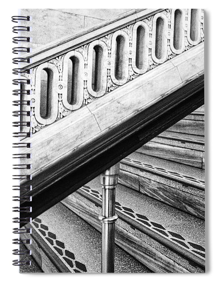 Nyc Spiral Notebook featuring the photograph Library Staircase and Railing - Manhattan by Stuart Litoff