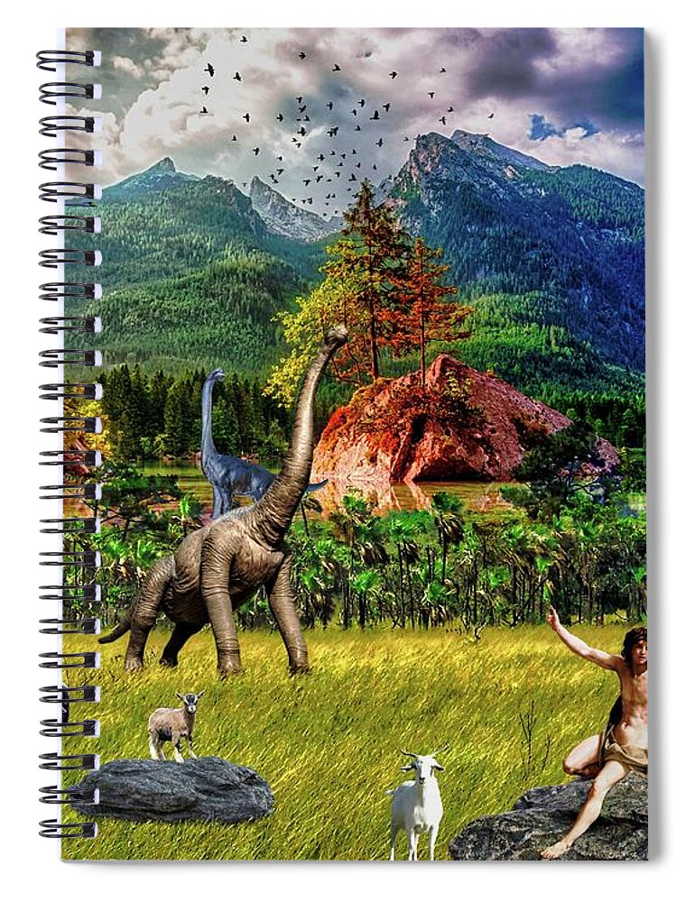 Creation Spiral Notebook featuring the digital art Life After Eden by Norman Brule