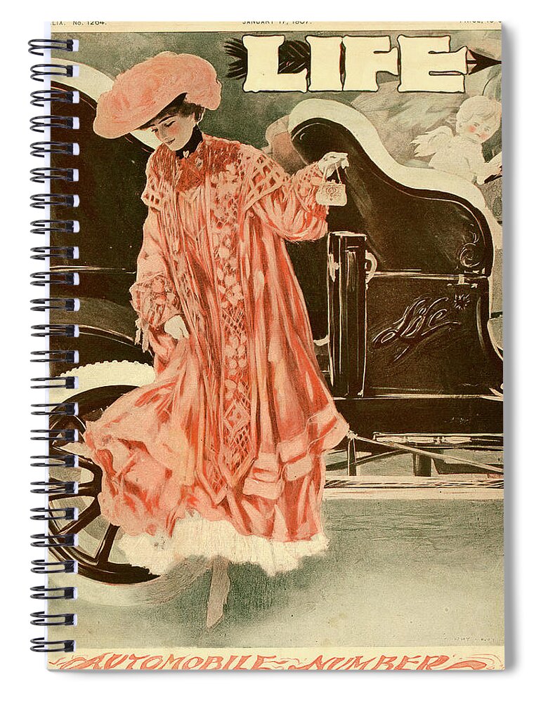 Edwardian Woman Spiral Notebook featuring the mixed media Life Magazine Cover, January 17, 1907 by Henry Hutt