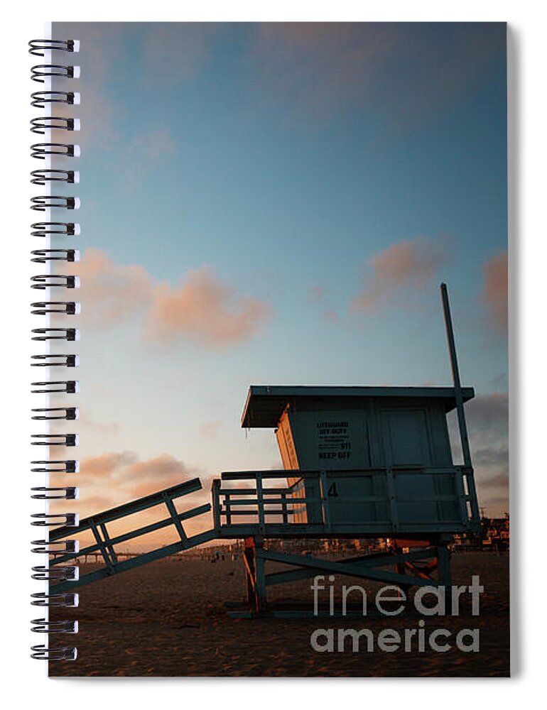 Lifeguard Hut Spiral Notebook featuring the photograph Sunset at the beach by Stella Levi