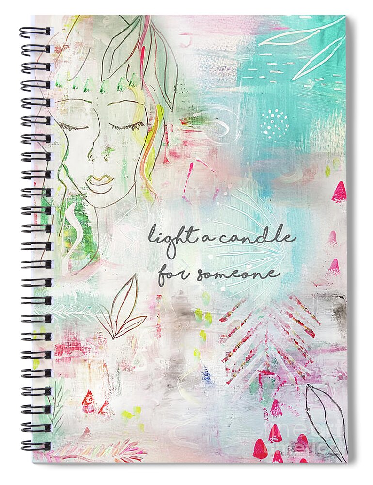 Light A Candle For Someone Spiral Notebook featuring the mixed media Light a candle for someone by Claudia Schoen