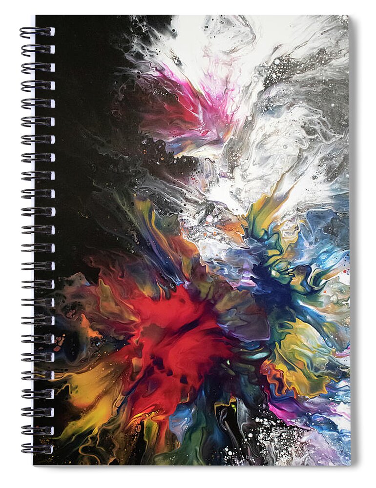 Pour Spiral Notebook featuring the mixed media Light and Darkness by Aimee Bruno