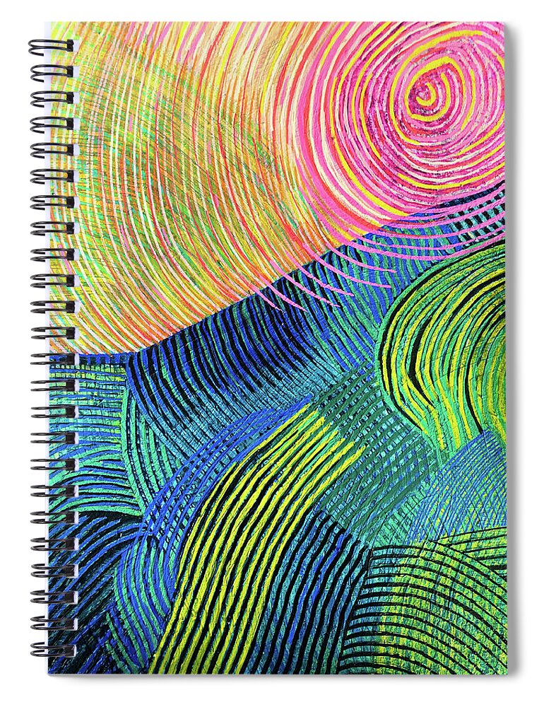  Spiral Notebook featuring the painting Light-filled Linear Landscape by Polly Castor