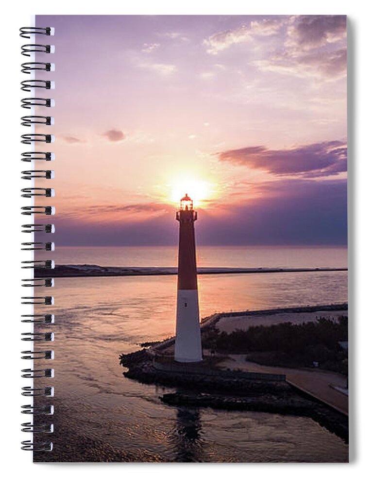 Barnetgat Light Spiral Notebook featuring the photograph Light House Sunrise - Barnetgat Light, NJ by Steve Stanger