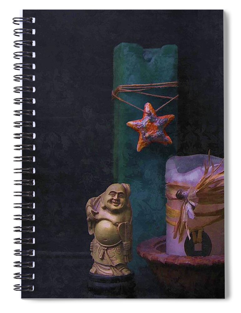 Light Of The Buddha Spiral Notebook featuring the mixed media Light of The Buddha by Kandy Hurley