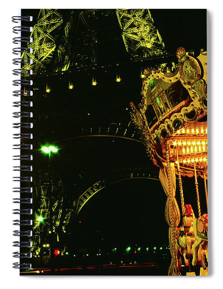 Eiffel Tower Spiral Notebook featuring the photograph Light Of The Carousel - Eiffel Tower, Paris, France by Earth And Spirit