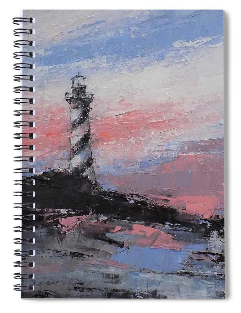 Lighthouse Spiral Notebook featuring the painting Light Of The World by Dan Campbell