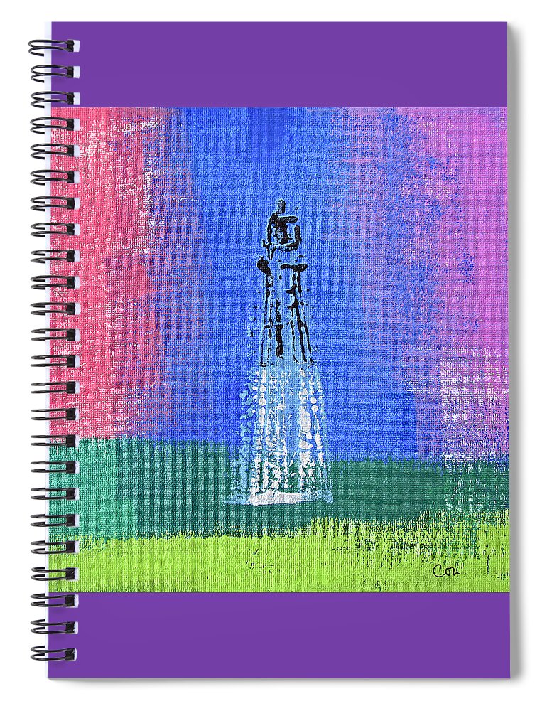 Lighthouse Spiral Notebook featuring the mixed media Light on the Horizon 1125 by Corinne Carroll