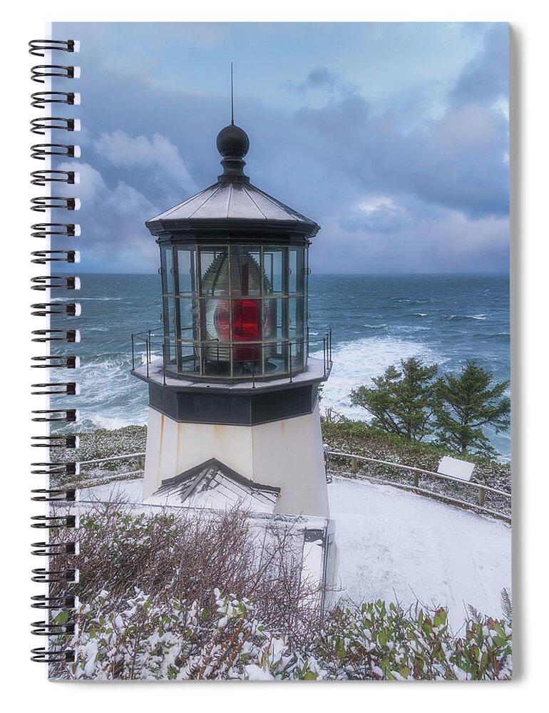 Lighthouse Spiral Notebook featuring the photograph Lighthouse Christmas by Darren White