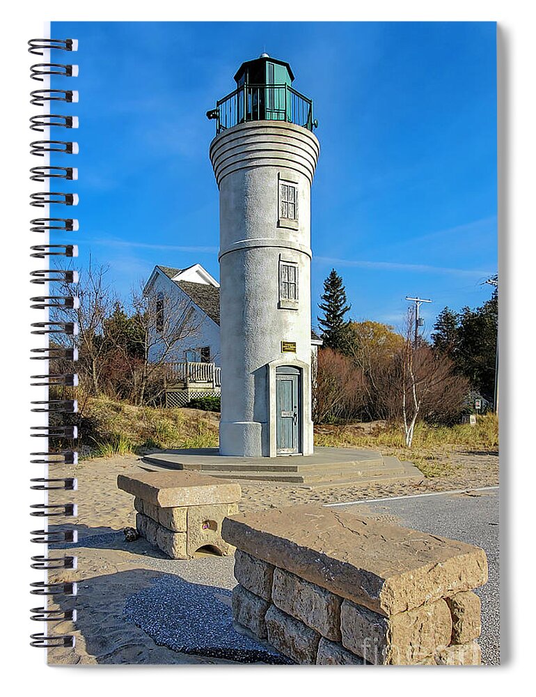 Michigan Lighthouse Spiral Notebook featuring the photograph Lighthouse Robert H Manning Memorial Empire Michigan 4342 by Norris Seward