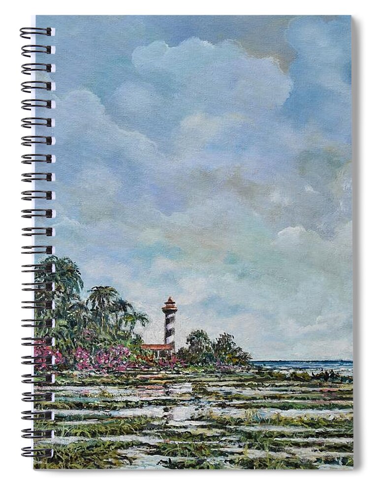 Nature Spiral Notebook featuring the painting Lighthouse by Sinisa Saratlic