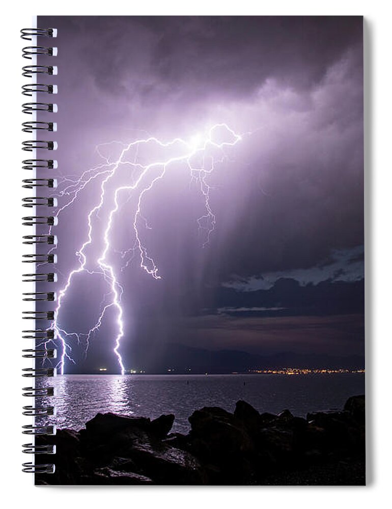 Storm Spiral Notebook featuring the photograph Lightning Man by Wesley Aston