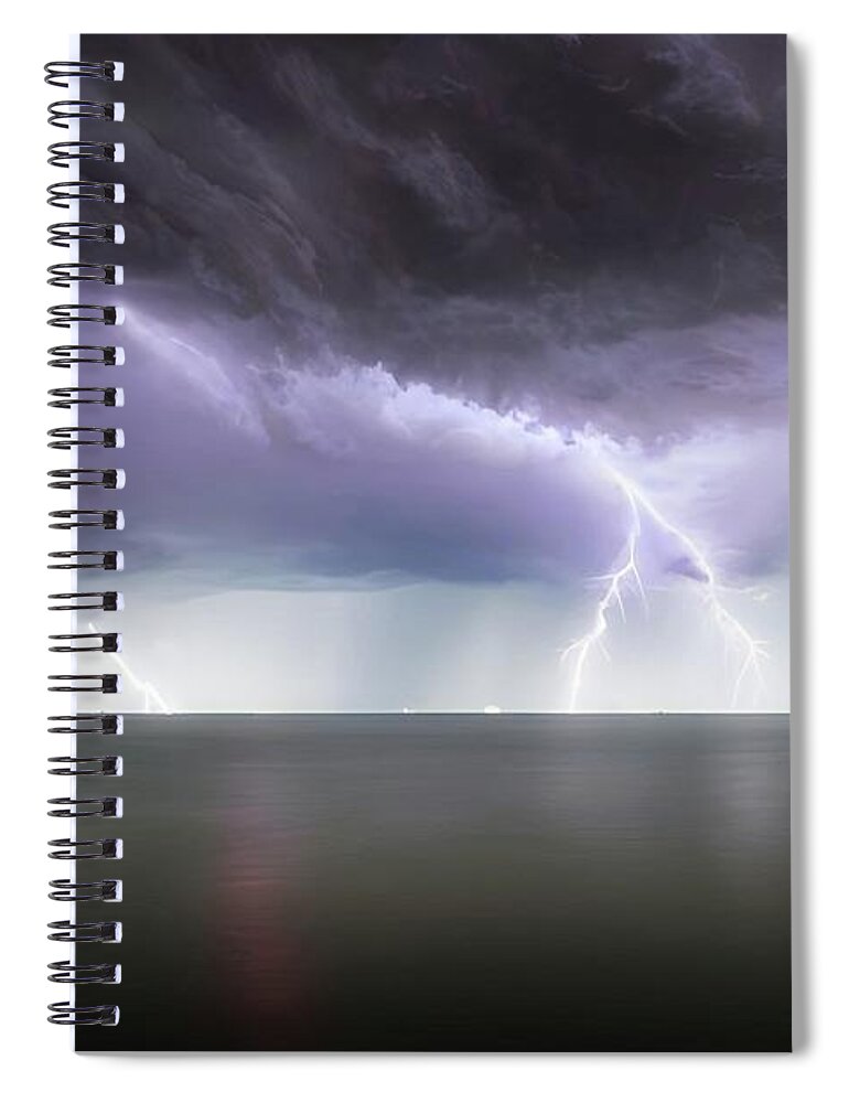 Lightning Spiral Notebook featuring the photograph Lightning On The Lake by Ally White