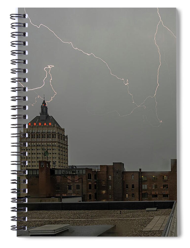 Kodak Spiral Notebook featuring the photograph Lightning over Kodak by Guy Coniglio