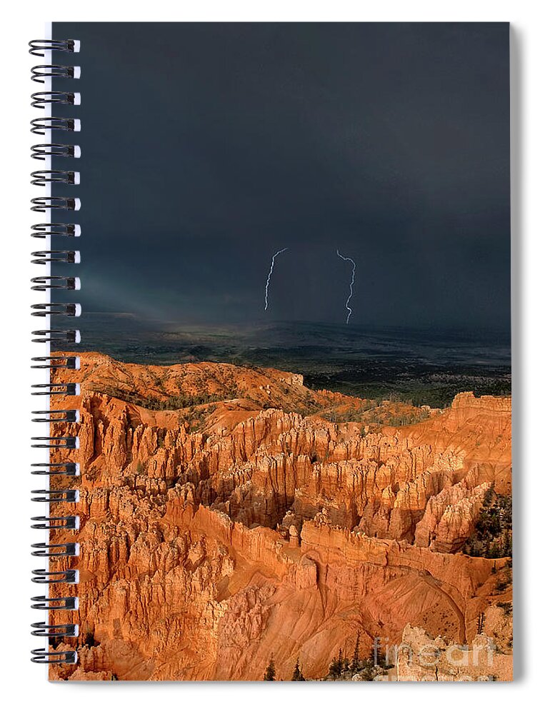 Dave Welling Spiral Notebook featuring the photograph Lightning Strikes Over Hoodoos Bryce Canyon National Park by Dave Welling