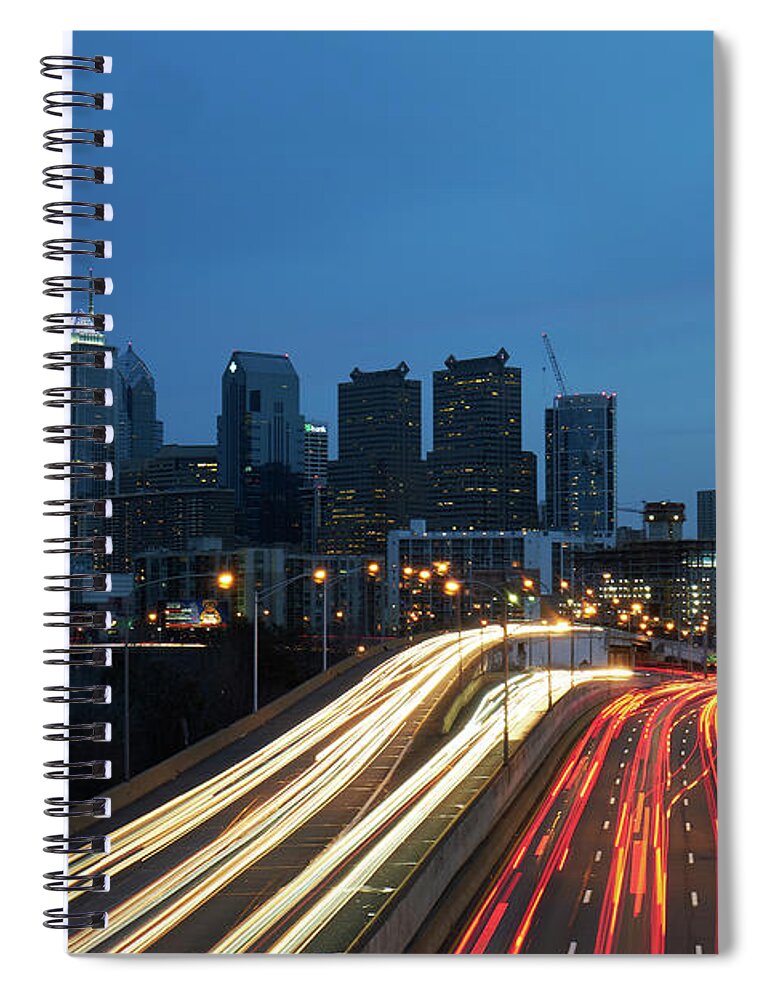 Philadelphia Spiral Notebook featuring the photograph Lights in the City of Brotherly Love by Paul Watkins