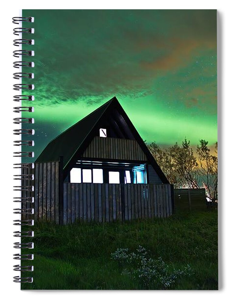 Aurora Spiral Notebook featuring the photograph Lights in the Country by Christopher Mathews