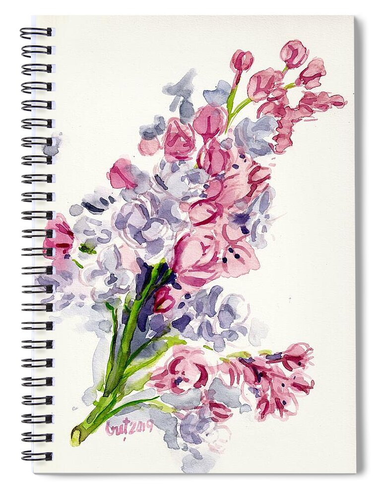 Lilac Spiral Notebook featuring the painting Lilac Blossom by George Cret