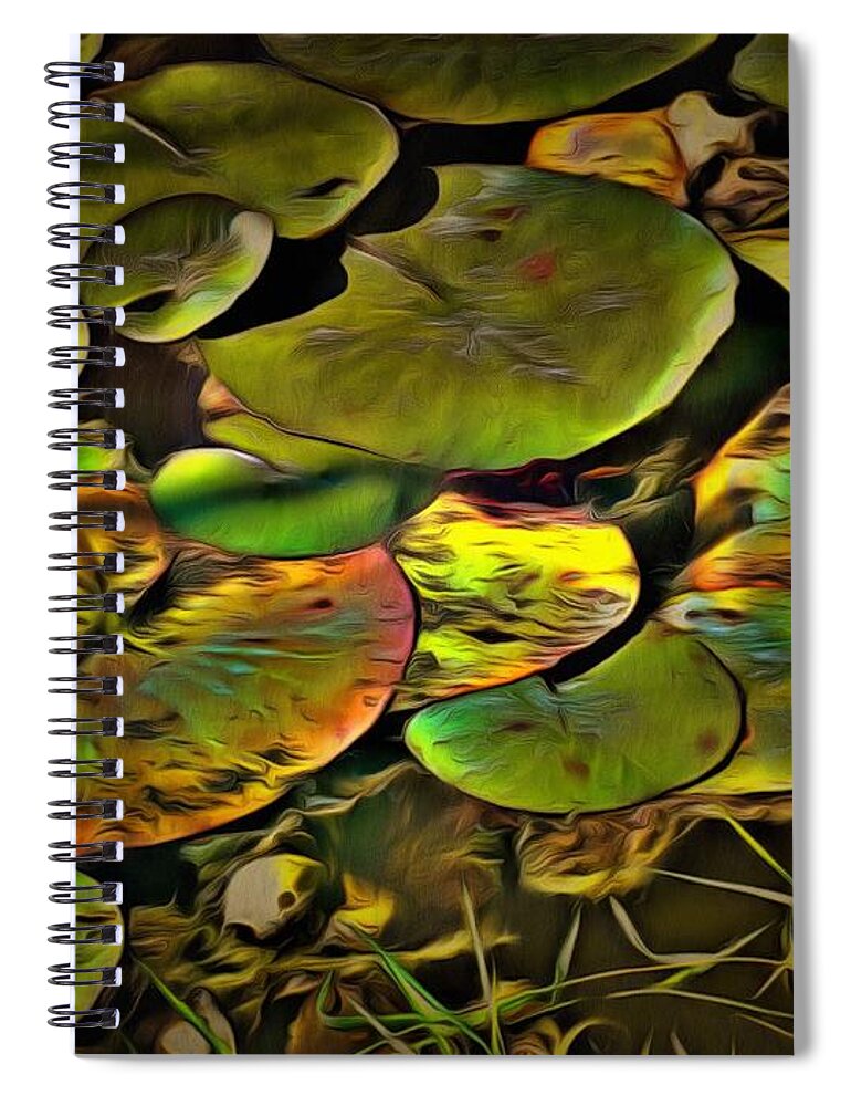 Lily Spiral Notebook featuring the mixed media Lily Pads by Christopher Reed