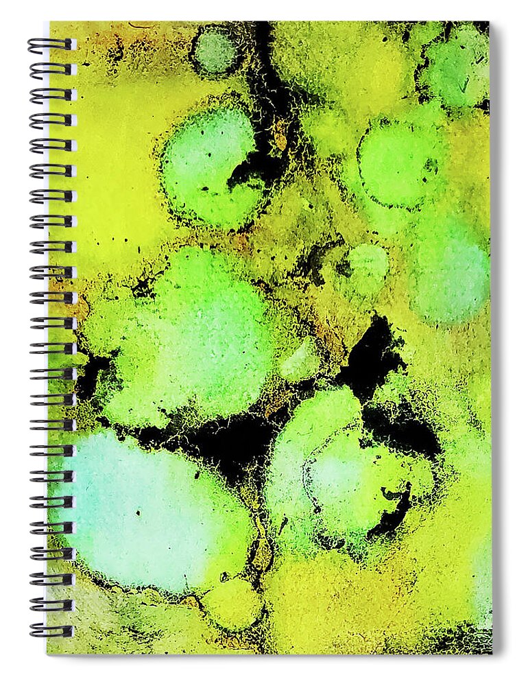 Alcohol Ink Spiral Notebook featuring the painting Lime green and yellow by Karla Kay Benjamin